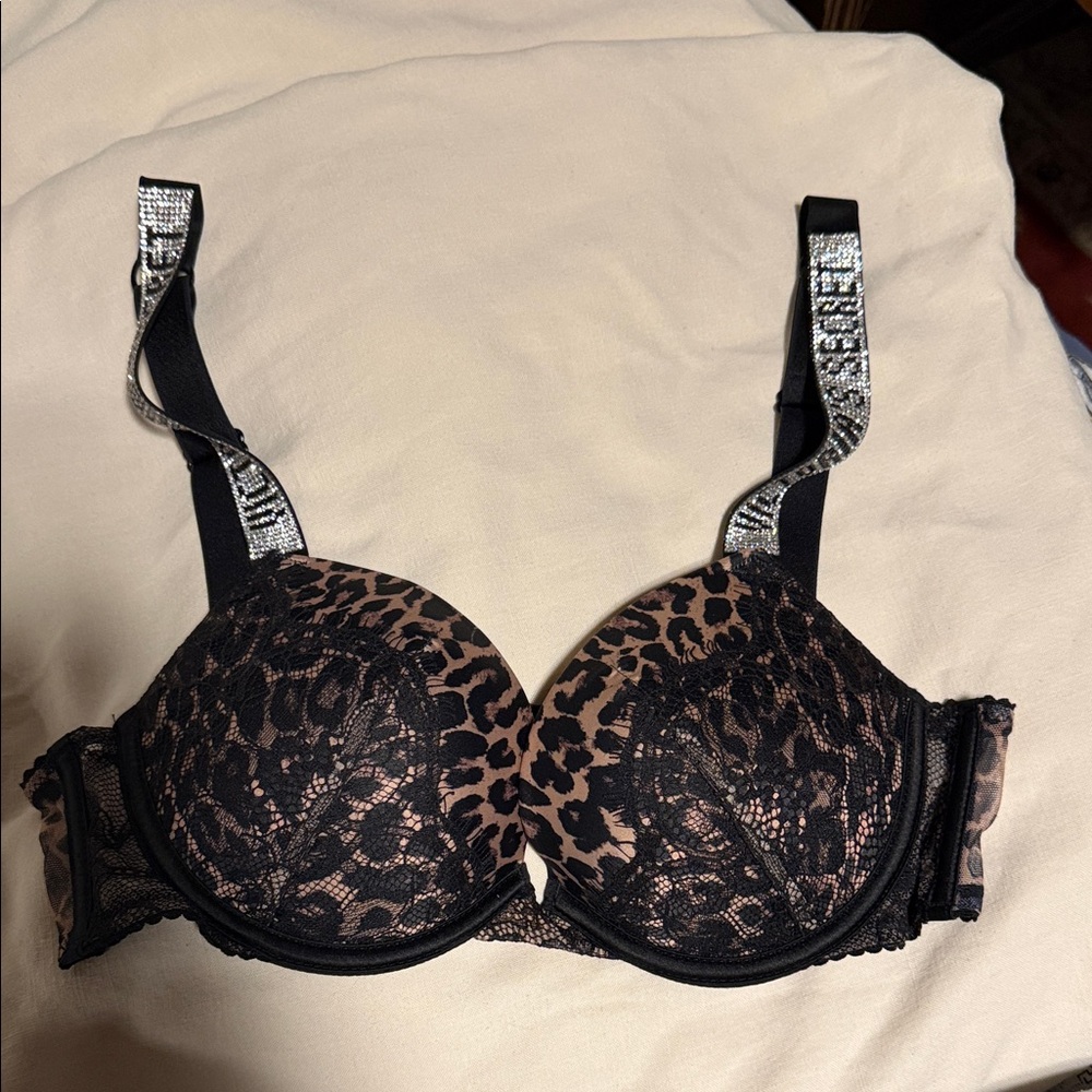 Victoria's Secret Black and Leopard Rhinestone Push Up